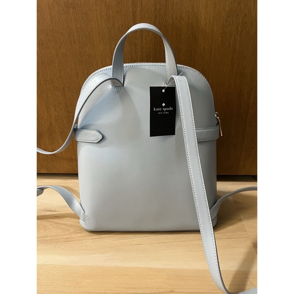 Kate Spade Staci Dome Zip Saffiano Leather Backpack Ocean Fog Blue New $359 - Picture 3 of 8